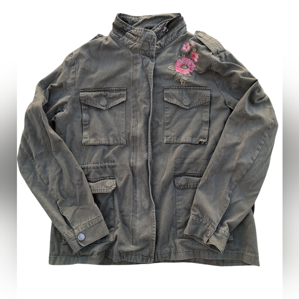 Embroidered Floral Military Jacket